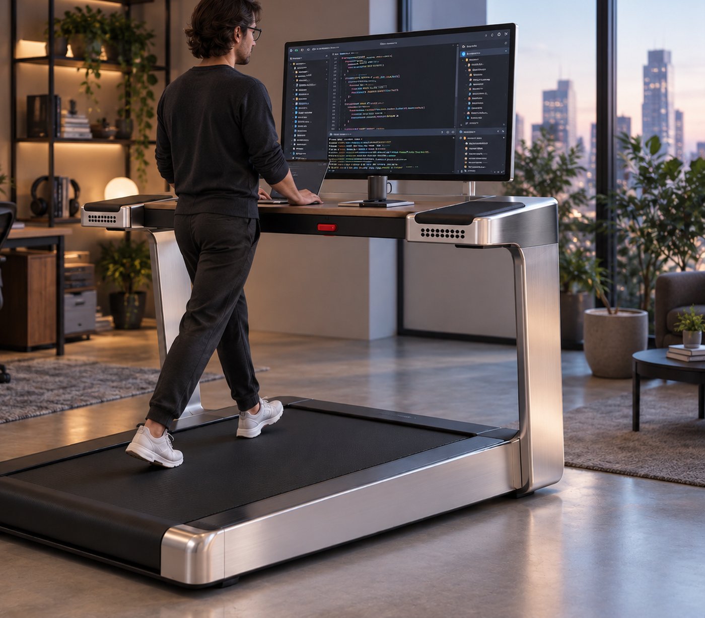 Ambulo concept: a walking workstation with an integrated display and aluminium frame